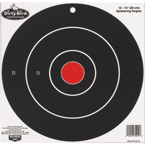 Birchwood Casey 35012 Dirty Bird 12" Bullseye Tagboard Hanging Black/White 12 PK