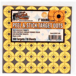 Pro-Shot Products Pro-Shot 1\" Round Orange Peel and Stick Targets 10 Pack - 36 Per Sheet - $5.81 at Classic Firearms