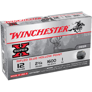 Winchester Ammo X12RS15 Super X 12 Gauge 2.75 1 Oz Rifled Slug Hollow Point Shot Ammo - 5sh Box 5sh Box Ammo