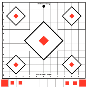 Birchwood Casey 33922 Stick-A-Bull Sight-In Self-Adhesive Paper White/Red 5-Diamond Includes Pasters 5 Pack