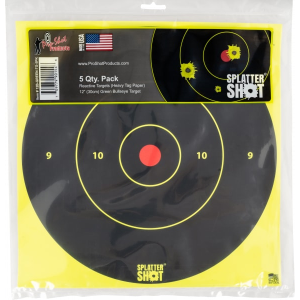 Pro-Shot 12B-GREEN-TG-5PK SplatterShot 12" Bullseye Hanging Tagboard Black/Green Impact Enhancement White 5 Pack