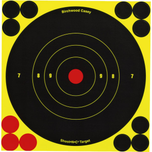 Birchwood Casey 34512 Shoot-N-C Self-Adhesive Paper Black/Yellow 6" Bullseye Includes Pasters 12 PK