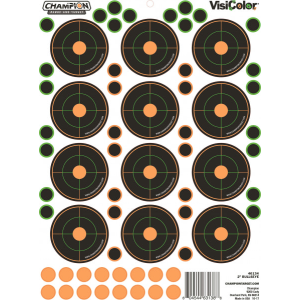 Champion Targets 46134 VisiColor Self-Adhesive Paper Pistol/Rifle Multi Color Bullseye Includes Pasters 5 Pack