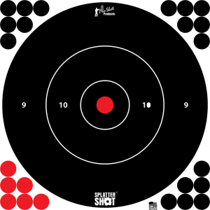 Pro-Shot 12BWHTETG5PK SplatterShot  Bullseye Hanging Tagboard 12" Black/Red Impact Enhancement White 5 Pack