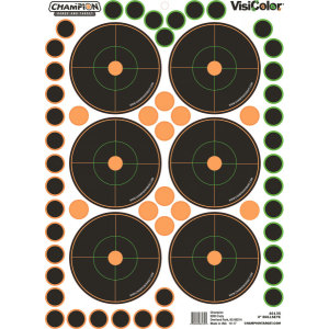 Champion Targets 46135 VisiColor Self-Adhesive Paper Pistol/Rifle Multi Color 3\" Bullseye Includes Pasters 5 Pack
