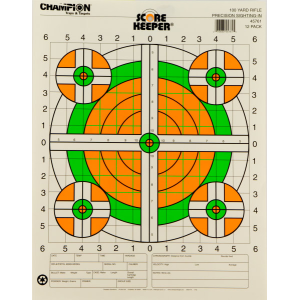 Champion Targets 45761 Score Keeper Bullseye Paper Hanging 100 yds Rifle 14" x 18" Green/Orange 12 PK
