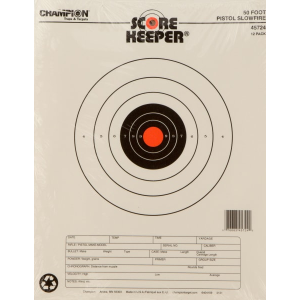 Champion Targets 45724 Score Keeper Slow Fire Bullseye Paper Hanging 50 yds Pistol 11\" x 16\" Black/Orange 12 Pack
