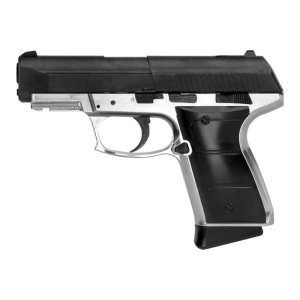 Daisy 985501442 5501 Powerline CO2 177 BB 15+1 430 fps, Black Slide, Silver Metal Frame with Pic. Rail, Molded Grips, Blade Front Sight - Daisy Manufacturing