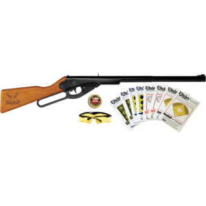 Daisy 994105403 Buck Shooting Kit Spring Piston 177 BB 400rd Shot 350 fps, Black Barrel/Rec, Stained Hardwood Furniture, Includes Glasses/Premium Ammo/Targets - Daisy Manufacturing