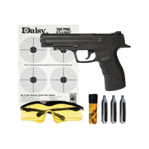 Daisy 985415242 415 Powerline Kit CO2 177 BB 21+1 495 fps, Black, Polymer Frame with Pic. Rail, Fiber Optic Sight, Includes Ammo/Target/Glasses/CO2 Cartridges - Daisy Manufacturing