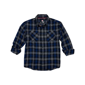 Hornady Gear 32204 Flannel Shirt XL Navy/Black/Gray, Cotton/Polyester, Relaxed Fit Button Up - Hornady
