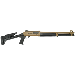 Ermox X-Defense-TN Semi-Auto M4 Type Tactical Shotgun, 12 Ga, Gas Piston Operated, 5+1, 18.5\" Bbl, Fiber Optic Front Sight, Choke Set, Tan Cerakote, - Ermox Defense