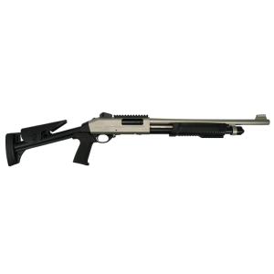 Ermox X-PRO-M Tactical Pump Action Shotgun,12 Gauge, 5+1, 3\" Chamber, 18.5\" Barrel, Fiber Optic Front Sight, Skeleton Stock, Marine Finish, - Ermox Defense