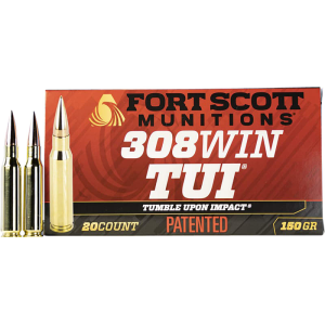 t Scott Munitions 308150SCV2 Tumble Upon Impact (TUI) Rifle 308 Win 150 GRSolid Copper Spun 20 Per Box Ammo