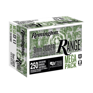 Remington Ammunition R23965 Range Mega Pack 9mm Luger 115 GRFull Metal Jacket 250 Per Box ington Ammunition R23965 Range Mega Pack 9mm Luger 115 GRFull Metal Jacket 250 Per Box Ammo