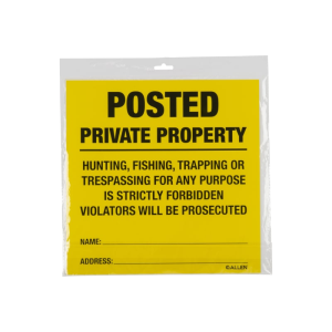 Allen Posted No Trespassing Sign 12 Pack 12x12 Synthetic Paper Yellow 15824