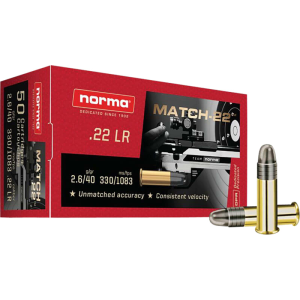 ma Ammunition 2425076 Dedicated Precision Match 22 LR 40 GRLead Round Nose 50 Per Box Ammo