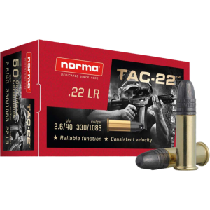 ma Ammunition 2425092 Tac 22 LR 40 GRLead Round Nose 50 Per Box Ammo