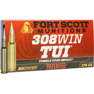 t Scott Munitions 308175SCV2 Tumble Upon Impact (TUI) Rifle 308 Win 175 GRSolid Copper Spun 20 Per Box Ammo