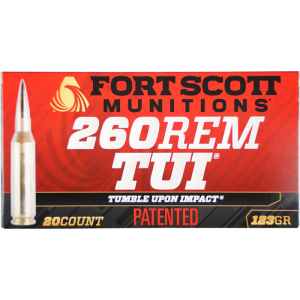 Fort Scott Munitions Fort Scott Munitions 260123SCV2 Tumble Upon Impact (TUI) 260 Rem 123 GRSolid Copper Spun 20 Per Box - $47.63 at Classic Firearms