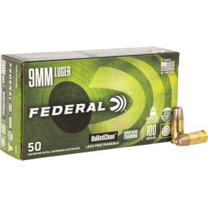eral BallistiClean 9mm Luger 100gr Lead-Free Frangible Brass Case 50 Rounds. Ammo