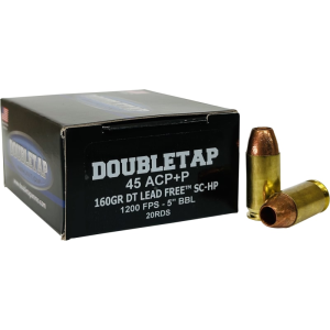 bleTap 45A160XM .45 ACP 160gr Lead Free Solid Copper Hollow Point 20-Round Brass Case Ammo
