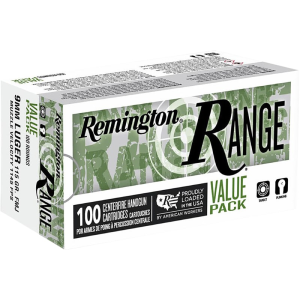 ington Ammunition R23979 Range Value Pack 9mm Luger 115 GRFull Metal Jacket 100 Per Box Ammo