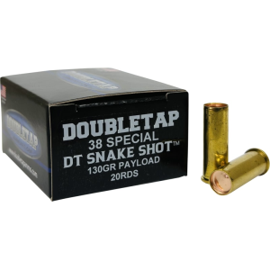 DoubleTap DT SnakeShot .38 Special 130gr #9 Shot/50gr Hardcast Full Wadcutter Brass Case 20 Rounds bleTap DT SnakeShot .38 Special 130gr #9 Shot/50gr Hardcast Full Wadcutter Brass Case 20 Rounds Ammo