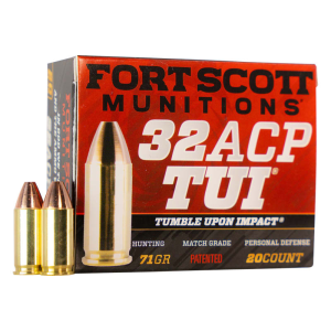 Fort Scott Munitions Fort Scott Munitions 32 ACP71SCV Tumble Upon Impact (TUI) 32 ACP 71 GRSolid Copper Spun 20 Per Box - $25.70 at Classic Firearms
