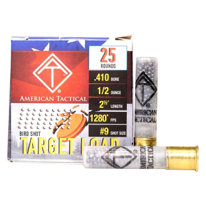 rican Tactical Target Load 410 Gauge 2.5 1/2 Oz #9 Shot 25 Rounds Plastic Case MPN ATIAC4109 Ammo