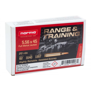 ma Ammunition 701706154 Range & Training 5.56x45mm NATO 62 GRFull Metal Jacket 20 Per Box Ammo