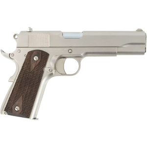 Tisas 1911 A1 Stakeout, 9mm/38 Super Combo, 9+1, 5\" Stainless Barrel,Nickel Finish,Stainless Steel Slide/Frame w/Beavertail,Walnut Grip