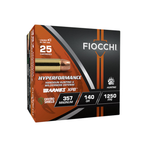 Fiocchi Hyperformance Hunt .357 Magnum 140gr XPB Hollow Point 25 Rounds Brass Case cchi Hyperformance Hunt .357 Magnum 140gr XPB Hollow Point 25 Rounds Brass Case Ammo