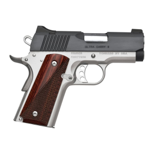 Kimber Kimber Mfg.,inc 3200321 Ultra Carry II Two-Tone 7+1 3\" Matte black Brush-Polished Steel Slide Satin Silver Smooth/Checkered Rosewood Grip - $886.36 at Classic Firearms