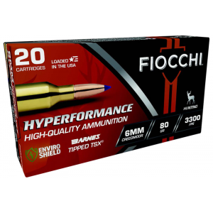 cchi 6CMTT Hyperformance 6mmCreedmoor 80 GR Barnes Tipped TSX 20 Per Box Ammo