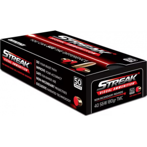 o Inc 40180TMCSTRKRED50 Streak Visual (RED) 40 S&W 180 GR Total Metal Case 50 Per Box Ammo