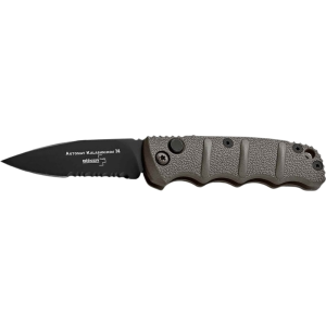 Boker 01KALS96 Kalashnikov 2.52\" Drop Point Plain/Serrated Black D2 Steel Blade Gray Aluminum Handle
