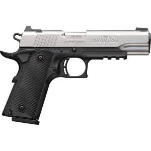 Browning Browning 051120492 1911-380 SS 4.25\"FS 8rd Black/SS w/RAIL* - $753.37 at Classic Firearms