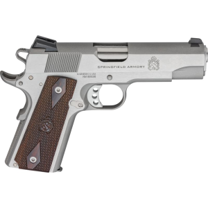 Springfield Springfield Armory PX9418S 1911 Garrison 7+1 4.25\" Stainless Match Grade Barrel, Serrated Stainless Steel Slide & Frame w/Beavertail, Thinline Wood Grip - $780.73 at Classic Firearms