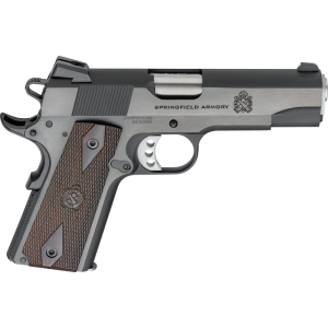 Springfield Springfield Armory PX9417 1911 Garrison 9+1 4.25\" Stainless Match Grade Barrel, Blued Serrated Carbon Steel Slide & Frame w/Beavertail, Thinline Wood Grip, 2 Mags/Case - $739.36 at Classic Firearms