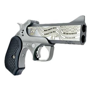 Bond Arms Bond Arms DT47-45/410 DT-47 Trump 47th President (Long Colt)/.410 2 Shot4.25\" Stainless w/Gold Engraving Double Barrel, Stainless Steel Frame, Black Extended B6 Resin Grips - $545.47 at Classic Firearms