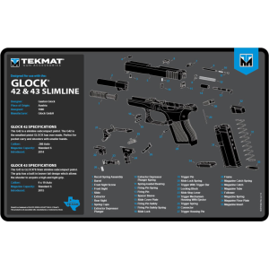 Tekmat TEKR17GLOCK4243BL Glock 42/43 cleaning mat rubber 11x17 black blue white