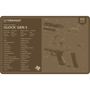 TekMat TEKR17GLOCKG3FDE Glock Gen 3 cleaning mat FDE rubber 11x17