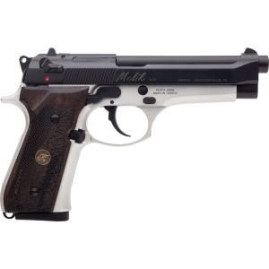 Derya Firearms 15LTTMELIK9TR Melik 9mm 15+1 4.90\" Black Melonite Barrel, Black Melonite Serrated Slide, Silver Anodized Aluminum Frame, Dark Walnut Grip - Derya Arms