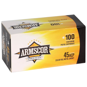 Armscor Armscor 50443 45 ACP 230 GR, Brass Cased, Boxer Primed, Reloadable, FMJ - Value Pack - 100 Round Box - $47.86 at Classic Firearms