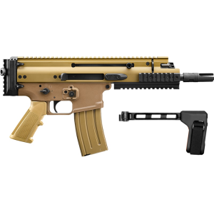 Fn FN Scar 15P, 300 Blackout, Semi-Automatic Pistol, 30rd Magazine, 7.5\" Barrel, Picatinny Rail, Aluminum Receiver, SB Tactical Brace, Flat Dark Earth - 38101887 - $3299.99 at Classic Firearms