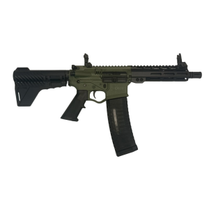American Tactical Imports ATI Omni Hybrid Maxx AR-15, Semi-Auto Pistol, 5.56 NATO, 7.5 Barrel, 7\" MLOK Handguard, Breach Brace, Flip-Up Sights, 60rd Magazine, Battlefield Green - $349.99 at Classic Firearms