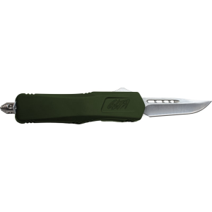 Great Lakes Firearms GLKMDSMTODG Glfa Medium 3.50\" OTF Plain Steel Blade, OD Green Cerakote Aluminum Handle