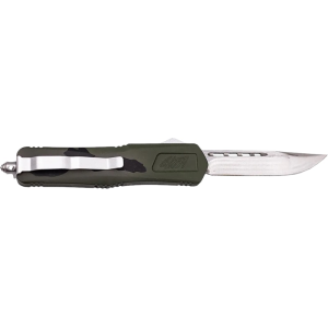 Great Lakes Firearms GLKMDSMTPGRN Glfa Medium 3.50\" OTF Plain Steel Blade, Pursuit Green Camo Aluminum Handle