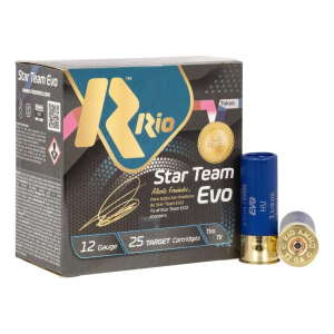 Rio Star Team EVO 12 Gauge 2-3/4 1-1/8 Oz #7.5 Lead Shot 25 Rounds Brass-Plated Steel Case ST3275 Star Team EVO 12 Gauge 2-3/4 1-1/8 Oz #7.5 Lead Shot 25 Rounds Brass-Plated Steel Case ST3275 Ammo